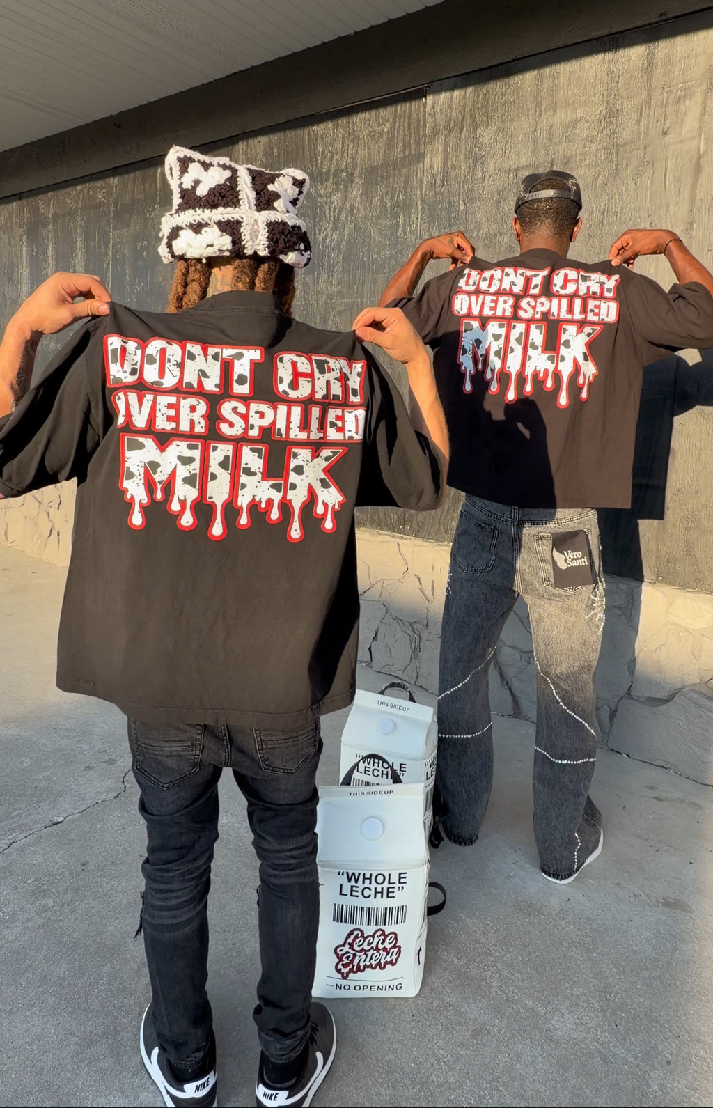 Black “Don’t Cry Over Spilled Milk” Heavyweight Oversized Tees