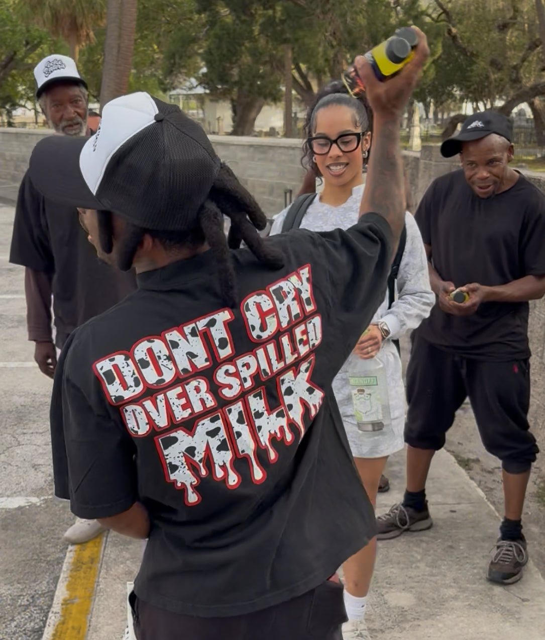 Black “Don’t Cry Over Spilled Milk” Heavyweight Oversized Tees